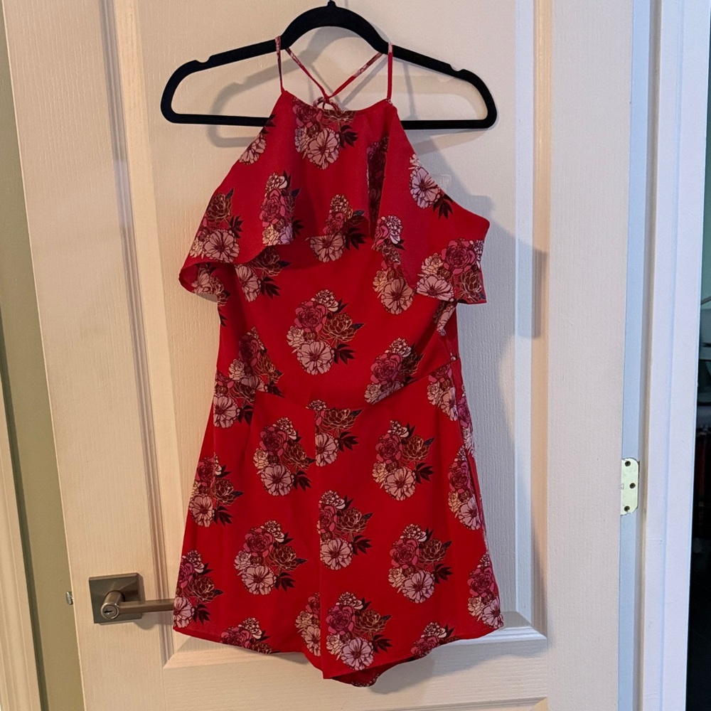 Floral Red Jumpsuit